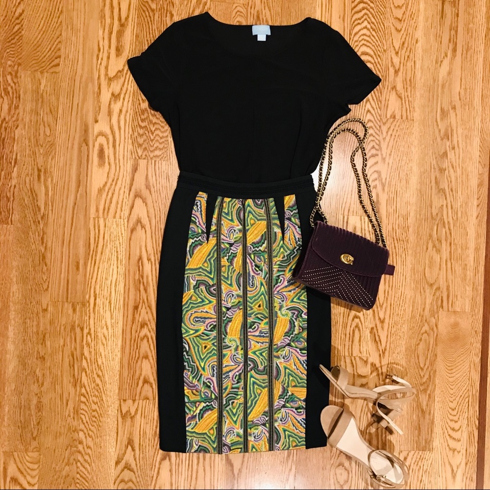 Anthropologie Maeve Embroidered Pencil Skirt Sz 0